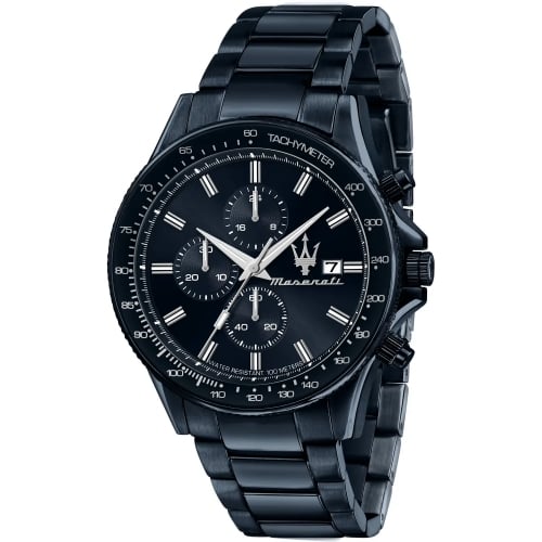 Maserati SFIDA Chronograph Blue Dial Blue Steel Strap Watch For Men - R8873640023