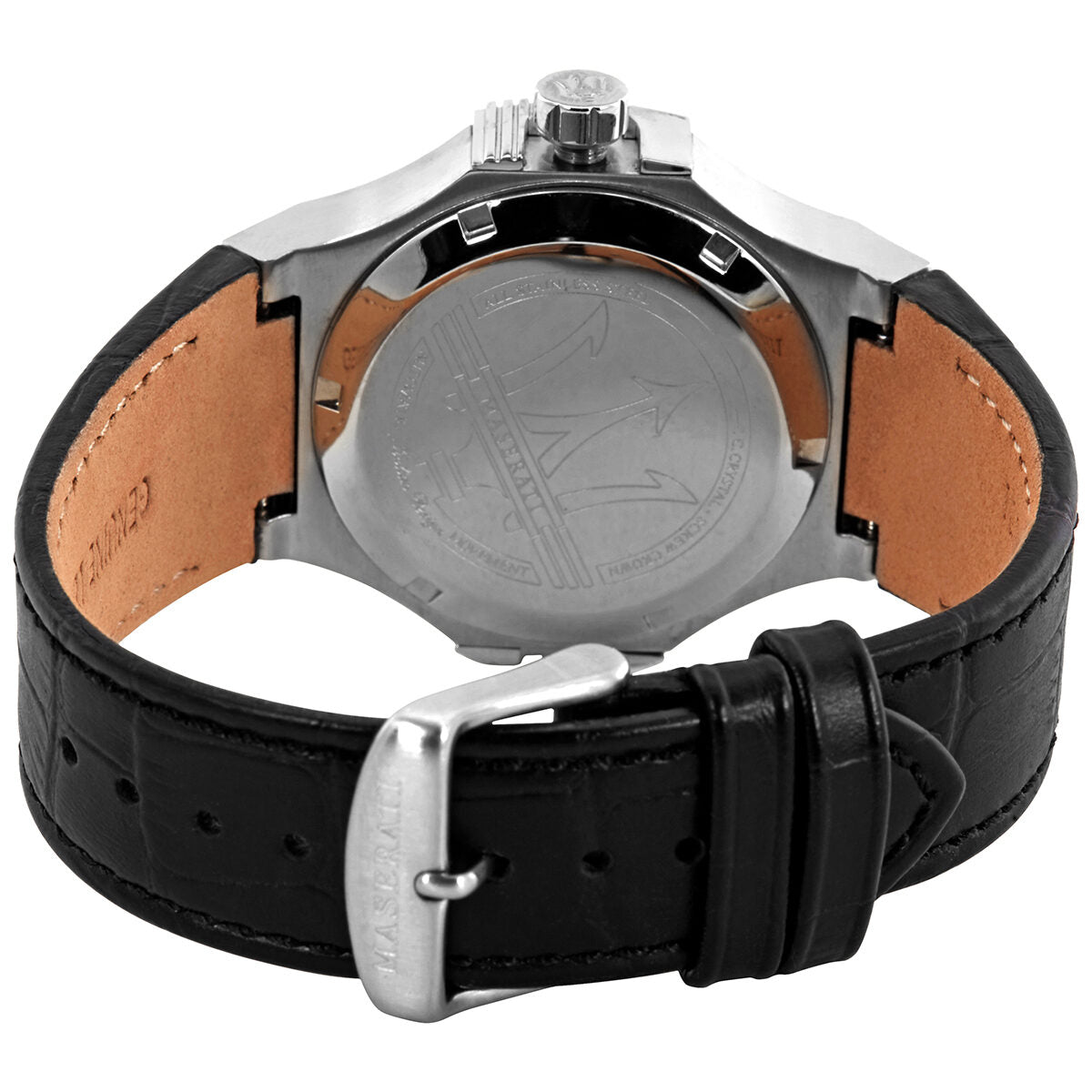 Maserati Potenza Automatic Black Dial Black Leather Strap Watch For Men - R8821108038