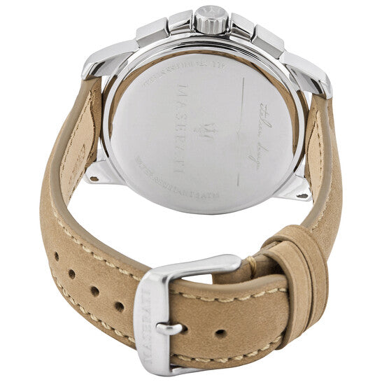 Maserati Successo Black Dial Beige Leather Strap Watch For Men - R8851121004