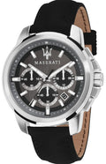 Maserati Successo 44mm Grey Dial Black Leather Strap Watch For Men - R8871621006