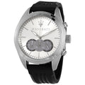 Maserati Traguardo Chronograph Silver Dial Black Rubber Strap Watch for Men - R8871612012