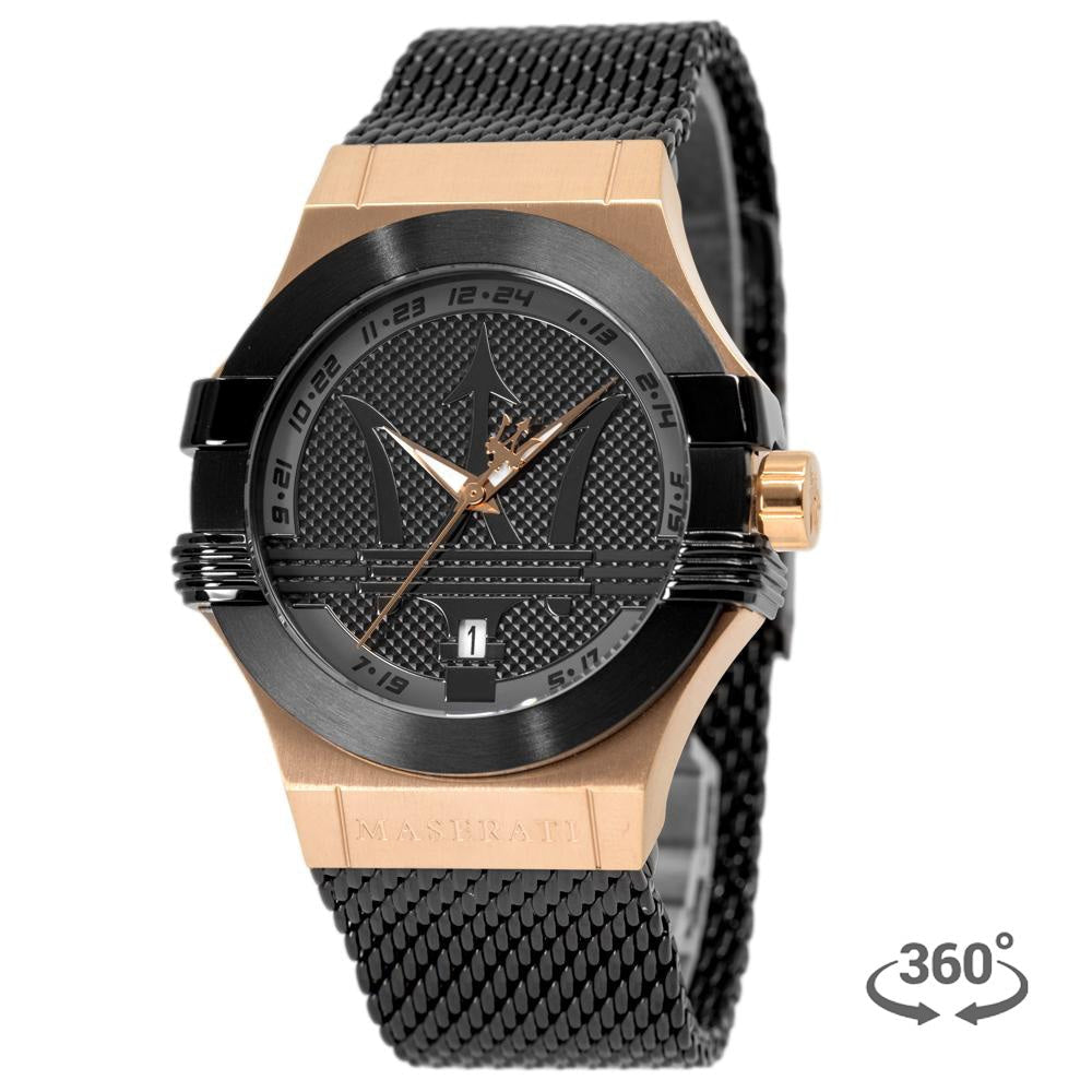 Maserati Potenza Black Mesh Bracelet Black Dial Watch For Men - R8853108010