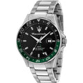 Maserati SFIDA Chronograph Black Dial Silver Steel Strap Watch For Men - R8853140005
