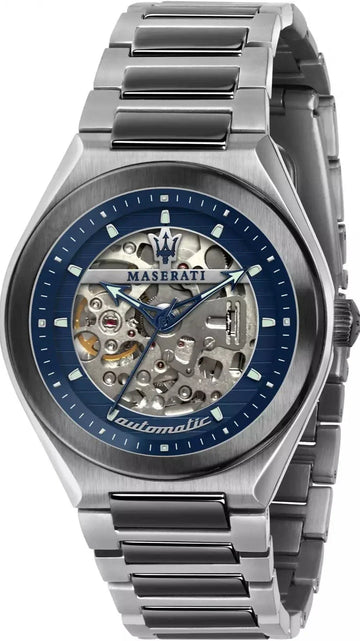 Maserati Triconic Automatic Skeleton Blue Dial  Watch For Men - R8823139001