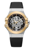 Maserati Potenza Automatic Skeleton Dial Black Leather Strap Watch For Men - R8821108011
