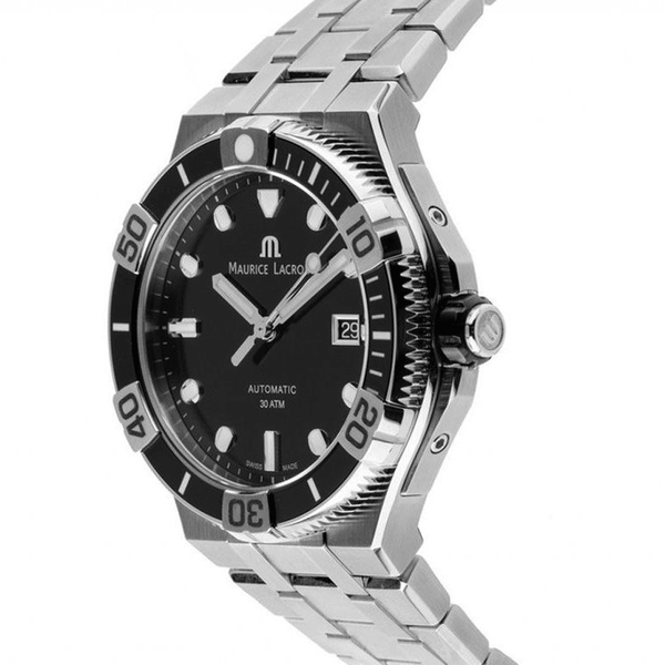 Maurice Lacroix Aikon Venturer Black Dial Silver Steel Strap Watch for Men - AI6058-SS002-330-1