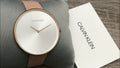 Calvin Klein Full Moon Silver Dial Pink Leather Stap Watch for Women - K8Y236Z6