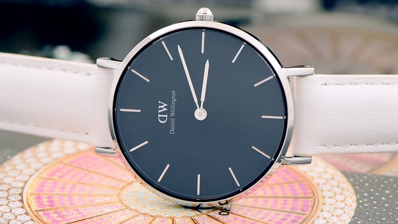 Daniel Wellington Classic Petite Bondi Black Dial White Leather Strap Watch For Women - DW00100284