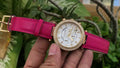 Michael Kors Parker Chronograph White Dial Pink Leather Strap Watch for Women - MK2297