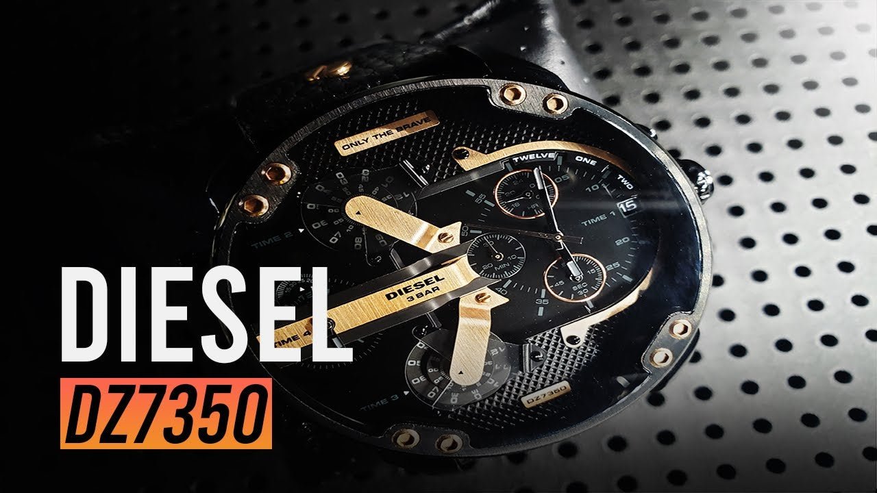 Diesel Mr Daddy 2.0 Chronograph Black Dial Black Leather Strap Watch For Men - DZ7350