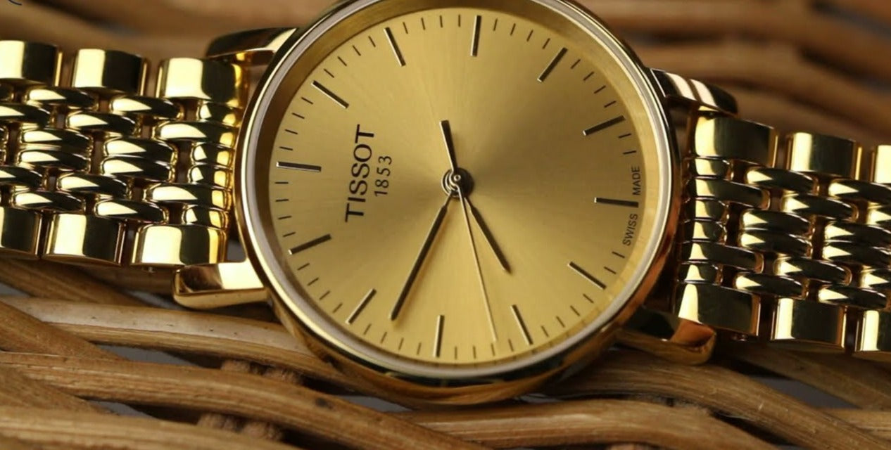 Tissot T Classic Everytime Desire Small Gold Dial Gold Mesh Bracelet Watch For Women - T109.210.33.021.00