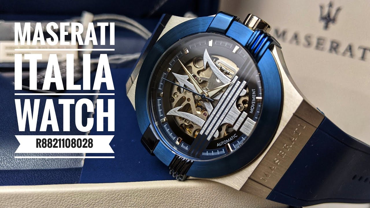 Maserati Potenza 42mm Blue Dial Automatic Silicone Strap Watch For Men - R8821108028