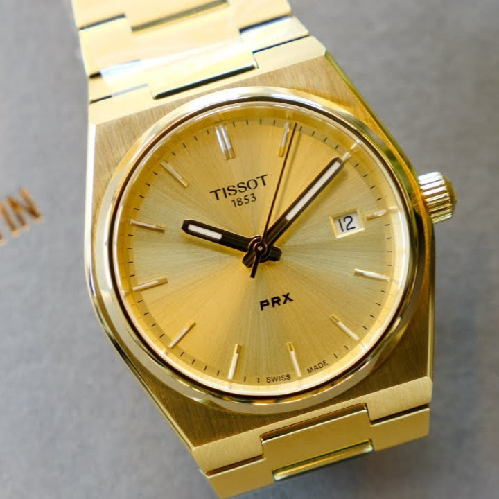 Tissot PRX Gold Dial Gold Steel Strap Watch for Men - T137.210.33.021.00