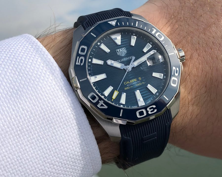 Tag Heuer Aquaracer 41mm Blue Dial Blue Rubber Strap Watch for Men - WAY111C.FT6155