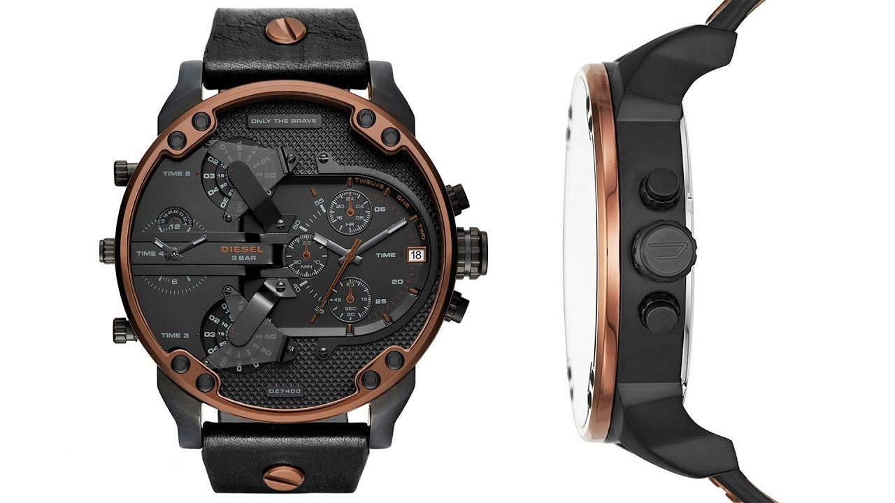Diesel Mr Daddy 2.0 Chronograph Black Dial Black Steel Strap Watch For Men - DZ7400