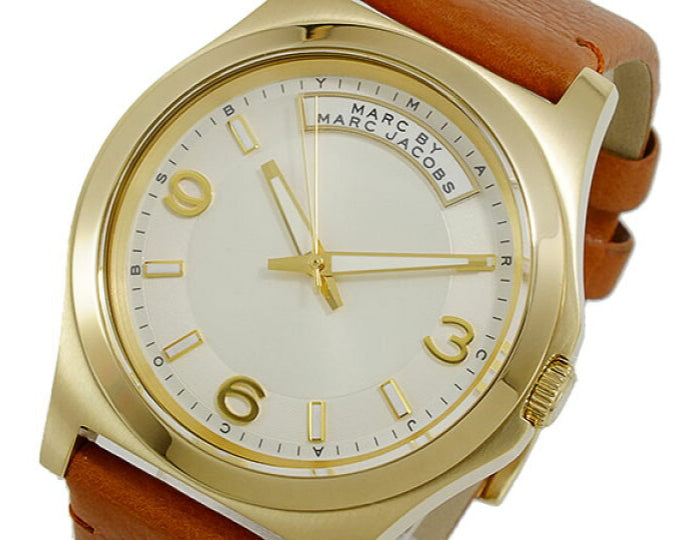 Marc Jacobs Baby Dave White Dial Brown Leather Strap Watch for Women - MBM1261