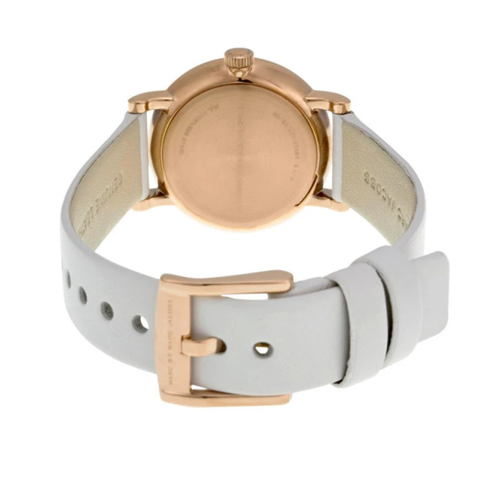 Marc Jacobs Baker White Dial White Leather Strap Watch for Women - MBM1284