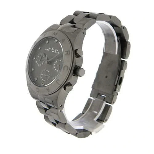 Marc Jacobs Blade Chronograph Black Dial Black Steel Strap Watch for Women - MBM3103