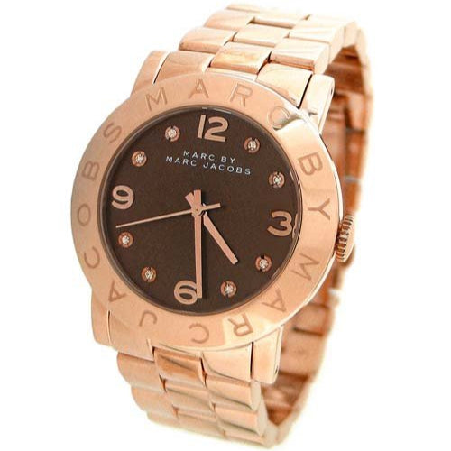 Marc Jacobs Amy Brown Dial Rose Gold Steel Strap Watch for Women - MBM3167