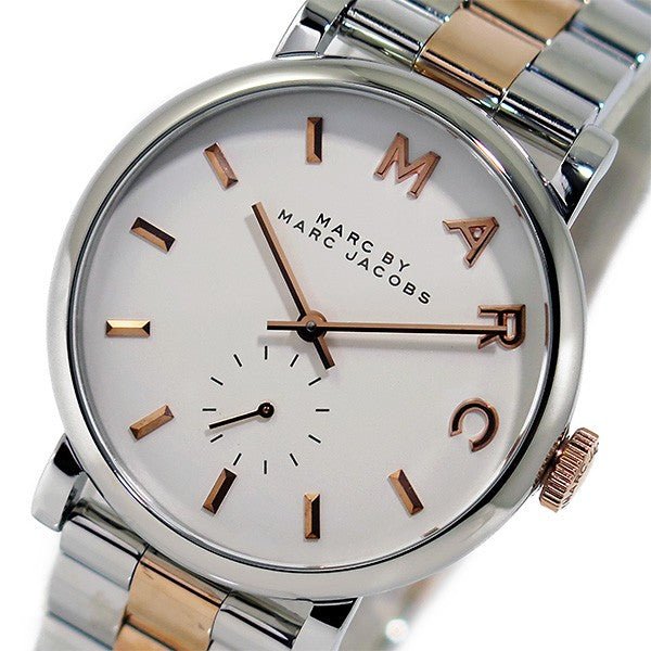 Marc Jacobs Baker White Dial Two Tone Steel Strap Watch for Women - MBM3312