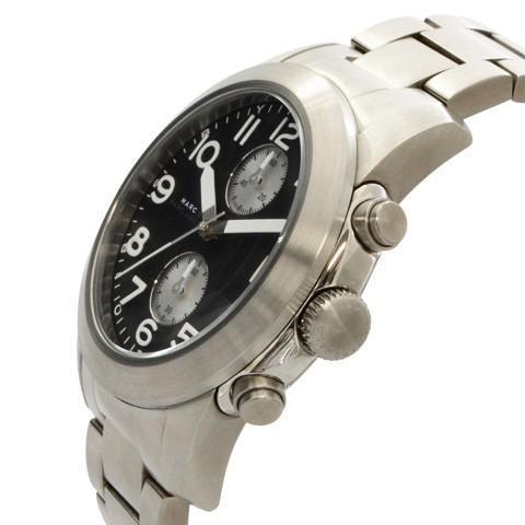 Marc Jacobs Larry Chronograph Black Dial Silver Steel Strap Watch for Men - MBM5050