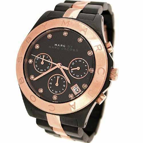 Marc Jacobs Blade Chronograph Grey Dial Two Tone Steel Strap Watch for Women - MBM8583