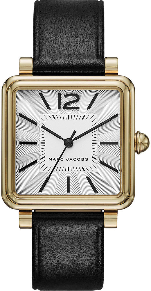 Marc Jacobs Vic Silver Dial Black Leather Strap Watch for Women - MJ1437