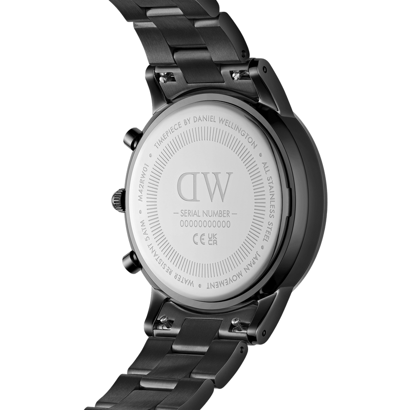 Daniel Wellington Iconic Chronograph Black Dial Black Steel Strap Watch For Men - DW00100642