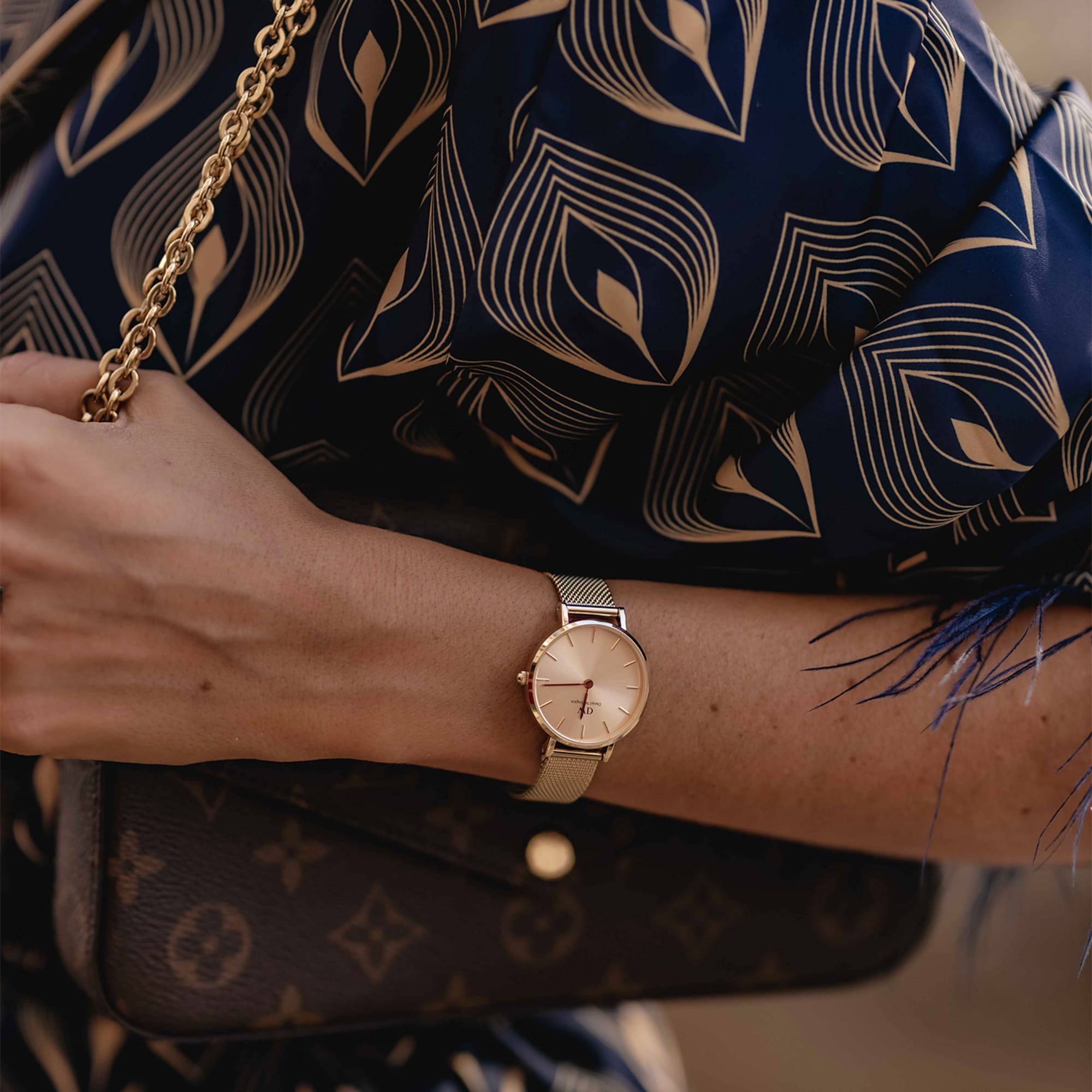 Daniel Wellington Petite Rose Gold Dial Rose Gold Mesh Bracelet Watch For Women - DW00100470