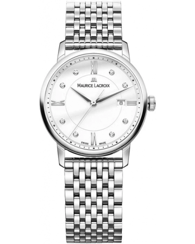 Maurice Lacroix Eliros Date White Dial Silver Steel Strap Watch for Women - EL1094-SS002-150-1