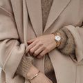 Daniel Wellington Iconic Link White Dial Rose Gold Steel Strap Watch for Women - DW00100213