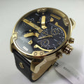 Diesel Mr Daddy Chronograph Black Dial Black Leather Strap Watch For Men - DZ7371