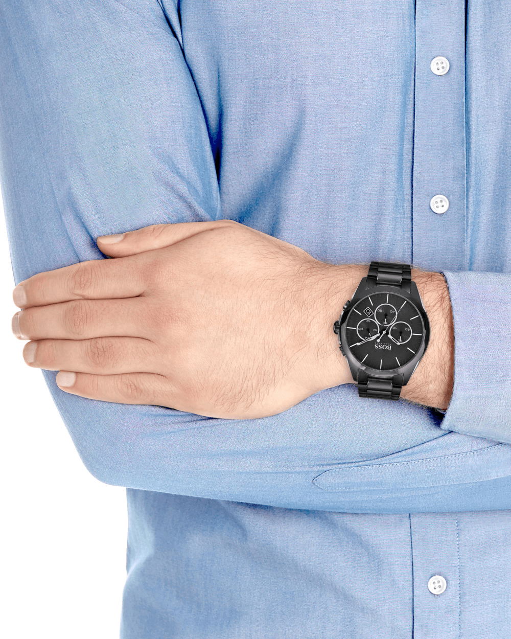 Hugo Boss Onyx Black Dial Black Steel Strap Watch for Men - 1513365