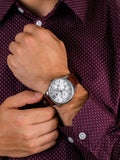 Tommy Hilfiger Damon Quartz White Dial Brown Leather Strap Watch for Men - 1791418