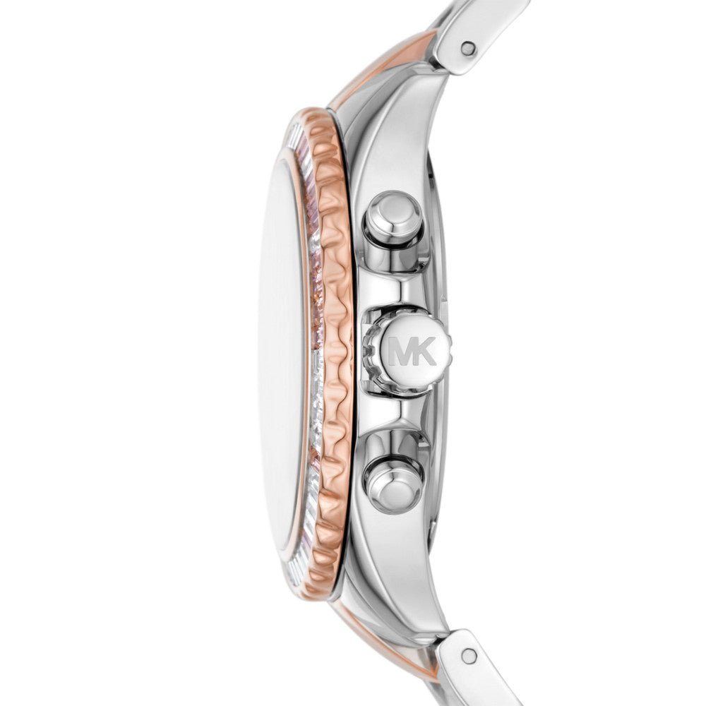 Michael Kors Everest Chronograph White Dial Two Tone Steel Strap Watch For Women - MK7214