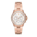 Michael Kors Everest Chronograph Silver Dial Rose Gold Steel Strap Watch For Women - MK7213