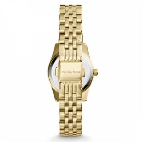 Michael Kors Lexington Quartz Blue Dial Gold Steel Strap Watch For Women - MK3271