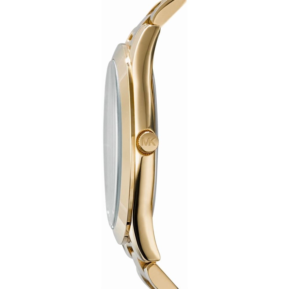 Michael Kors Slim Runway Blue Dial Gold Steel Strap Watch for Women - MK3265