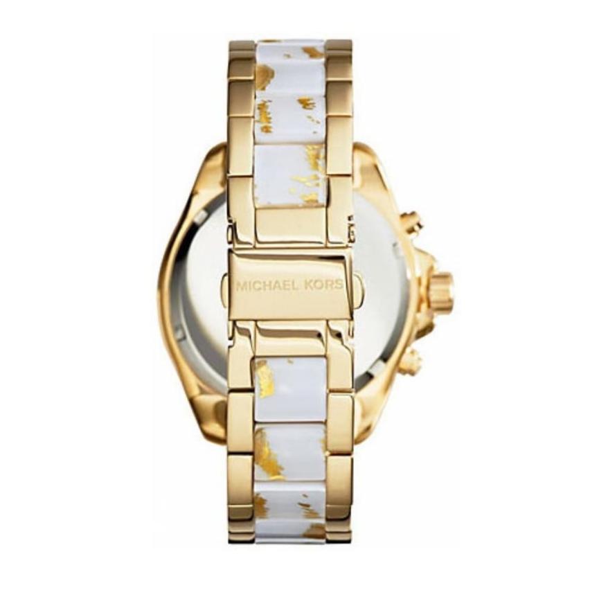 Michael Kors Wren Diamonds Gold Dial Two Tone Steel Strap Watch for Women - MK6157
