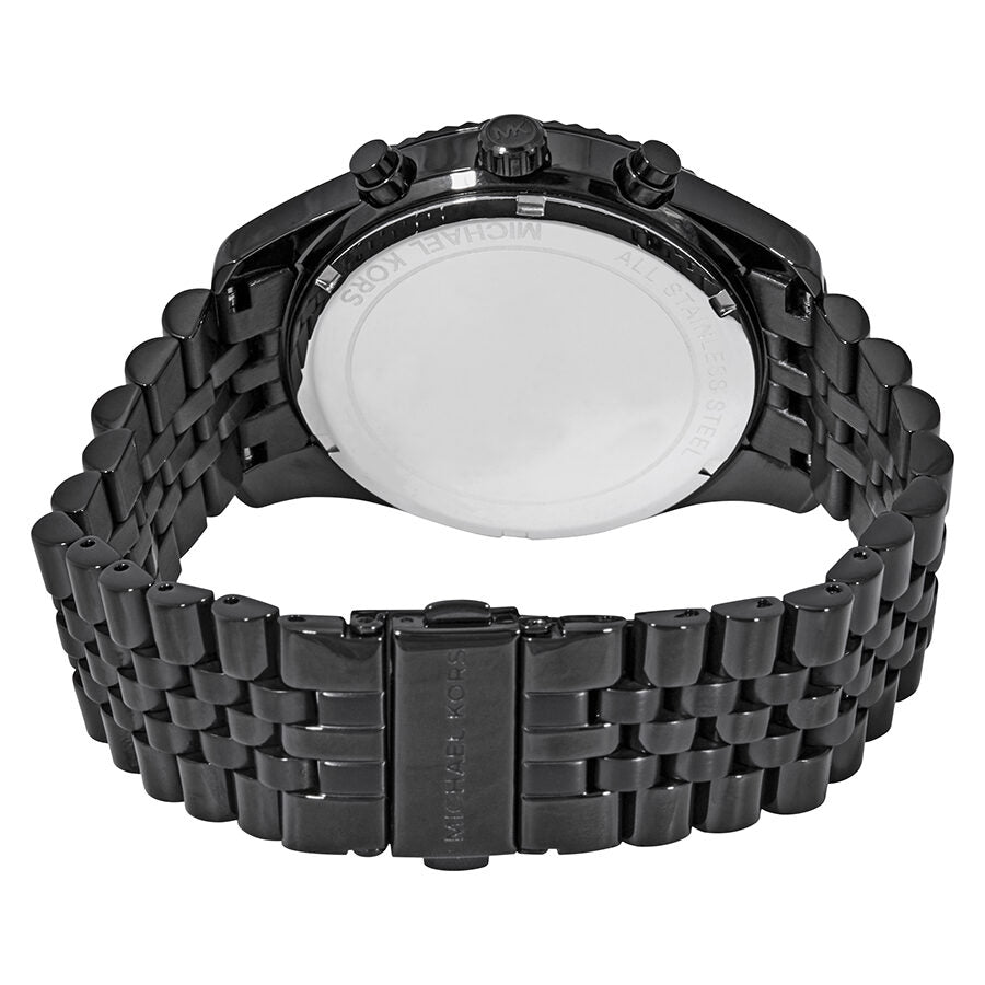 Michael Kors Lexington Chronograph Black Dial Black Steel Strap Watch for Men - MK8603