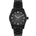 Michael Kors Lexington Lux Black Dial Black Steel Strap Watch For Women - MK7442