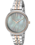 Michael Kors Cinthia Mother of Pearl Grey Dial Two Tone Steel Strap Watch for Women - MK3642