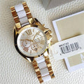 Michael Kors Bradshaw Chronograph White Dial Two Tone Steel Strap Watch For Women - MK5743