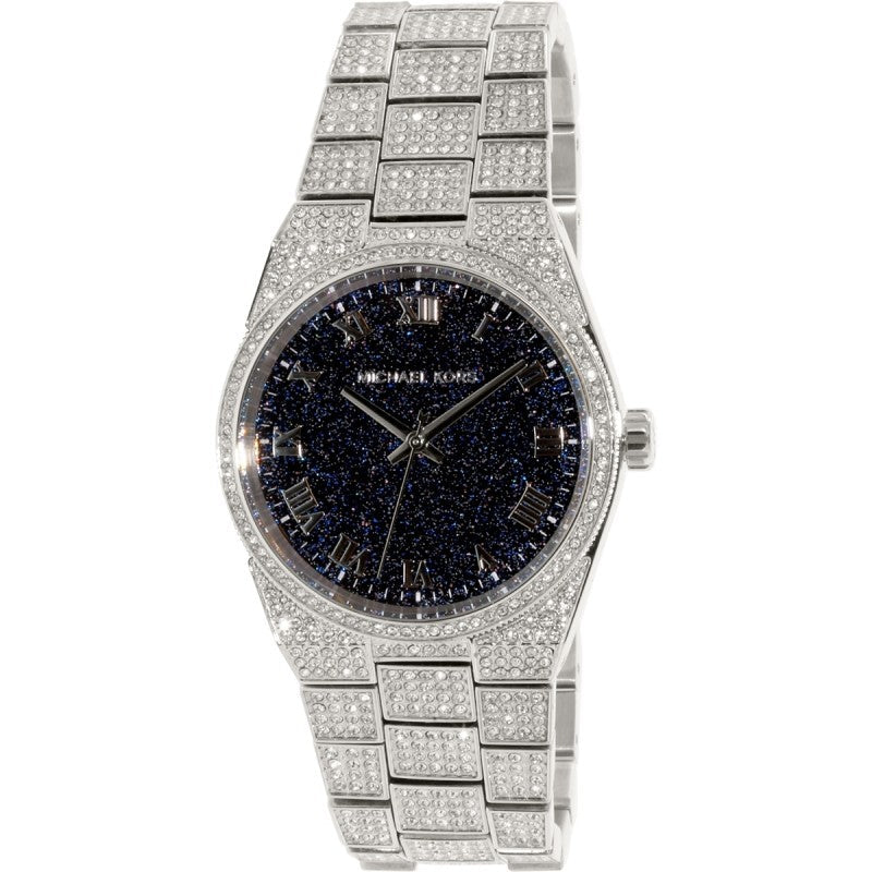 Michael Kors Channing Diamonds Black Dial Silver Steel Strap Watch for Women - MK6089