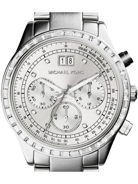 Michael Kors Brinkley Diamonds Silver Dial Silver Steel Strap Watch for Women - MK6186