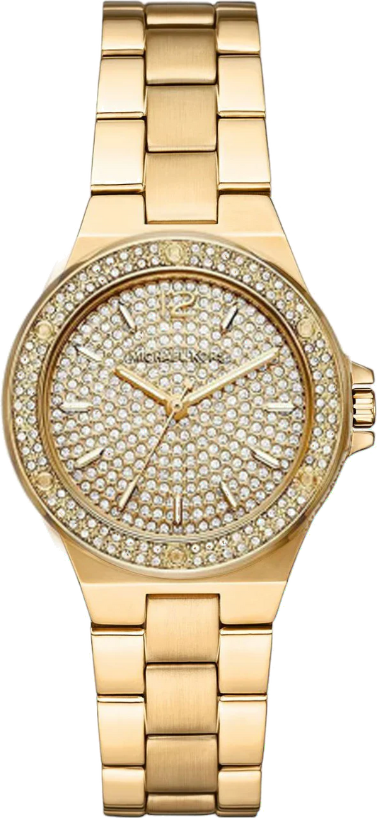 Michael Kors Lennox Three Hand Gold Dial Gold Steel Strap Watch For Women - MK7289