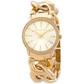 Michael Kors Nini Three Hand Gold Dial Gold Steel Strap Watch For Women - MK3235
