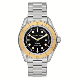 Michael Kors Maritime Analog Black Dial Silver Steel Strap Watch for Men - MK9161