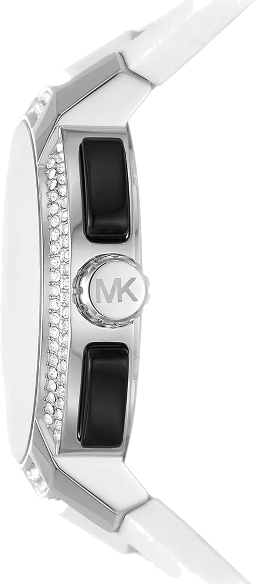 Michael Kors Sidney Multifunction Black Dial White Silicone Strap Watch For Women - MK6947