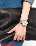 Michael Kors Everest Chronograph Gold Dial Silver Steel Strap Watch For Women - MK5870